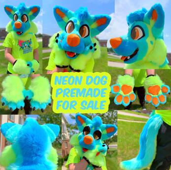 Yellow &amp; Blue Neon Dog Premade (mini partial)- July 2022