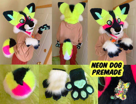 Yellow &amp; Pink Neon Dog Premade (mini partial)- Feb 2023